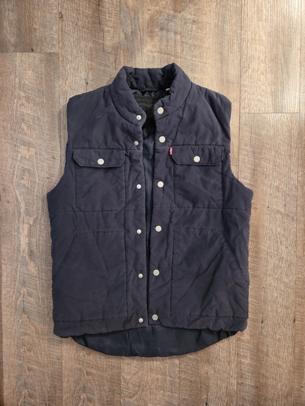 Levi's Men's Navy Quilted Snap-Front Vest